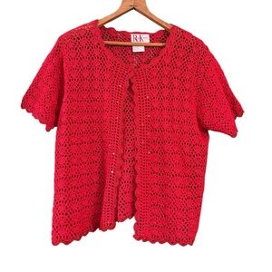 Vintage R&K Crochet Knit Red Top